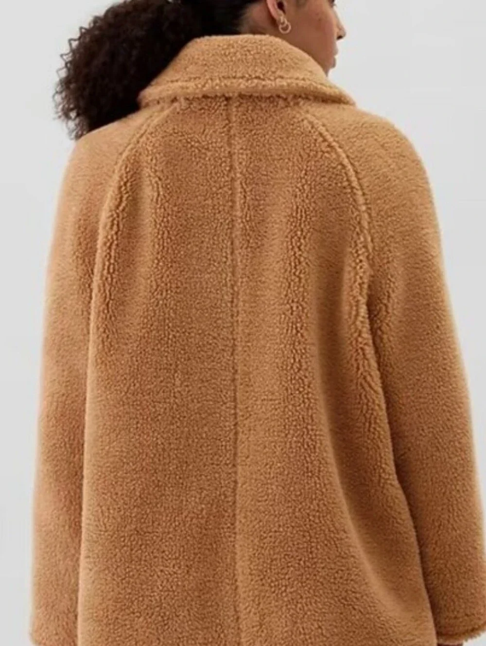 GAP Women's Sherpa Coat in Blonfe - Cozy Oversized Button Jacket, Size Large